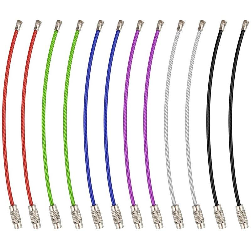 

Professional Hand Tool Sets 10Pcs 6 Colors Keychain Tag Rope Stainless Steel Wire Cable Loop Screw Lock Gadget Ring Key Keyring Circle Camp