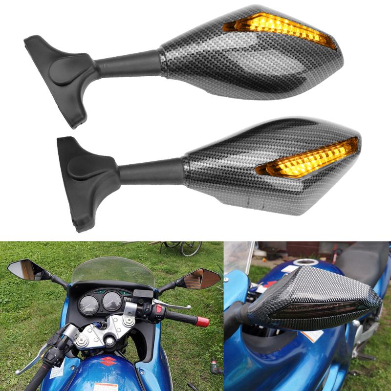 

Motorcycle Mirrors Integrated Side Rearview Mirror Motorbike Aaccessories LED Turn Signal A Pair Indicators