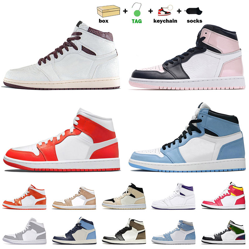 

Newest Jumpman Mens 1 1s Womens Basketball Shoes High OG Sneakers Atmosphere University Blue Seafoam Chicago Obsidian UNC Designer Sports Trainers 36-47, A1 atmosphere 36-47