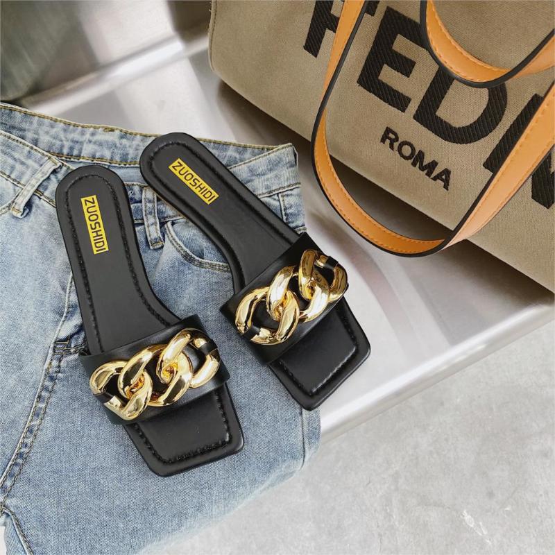 

Women Slippers 2021 Summer Indoor Outdoor Square Head Low Heel Soft Sole Non Slip Casual Beach Shoes Ladies Slides, Black