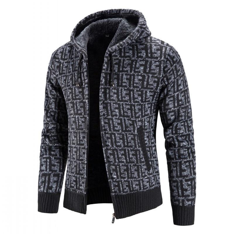 

Men's Sweaters 2021 Autumn And Winter Hooded Cardigan Sweater Coat, White;black