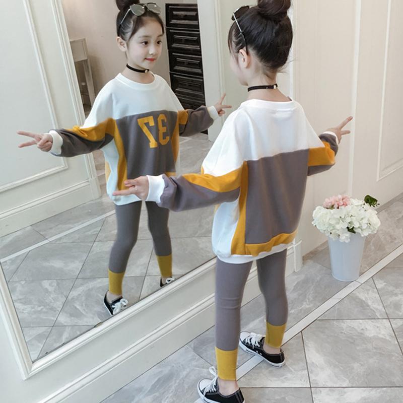 

Clothing Sets 2021 Kids Clothes Suit Girls Autumn Teenagers Sports Casual Big Children'S Letter Sweater+ Leggings 2pcs Set 4-13Y, White