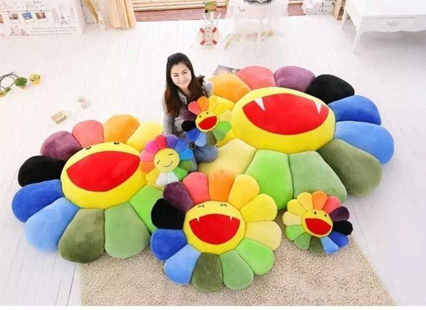 

Party Decoration 2021 Cute Murakami Takashi Sunflower Plush Cushion Toy Soft Pillow Sofa Doll 35CM 50CM large size Y5VU