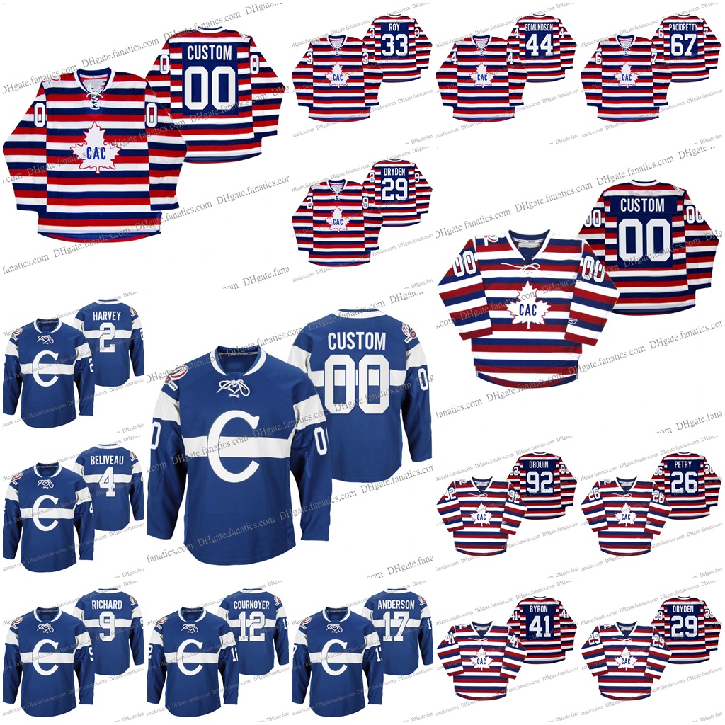 

12 Yvan Cournoyer Canadiens 100th Anniversary Retro Jersey 8 Ben Chiarot 16 Henri Richard 17 Josh Anderson 31 Carey Price Customize Stitched, Black;red