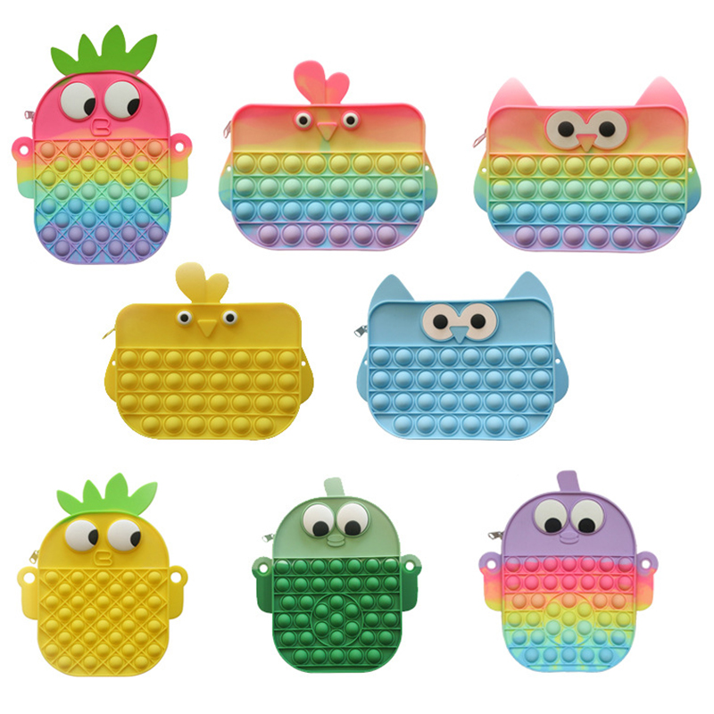 

Fidget Toys Pencil Case Messenger Bag Pineapple Squeeze Push Bubble Sensory Squishy Stress Relief Shoulder Bags Autism Needs Antistress Rainbow Toy Children Gifts