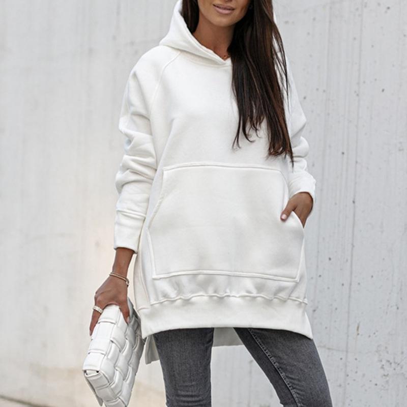 

Women' Hoodies & Sweatshirts Women Cotton Long Sports Sweatshirt Fashion Heart Print Loose Autumn Winter O Neck With Hood Elegant, White