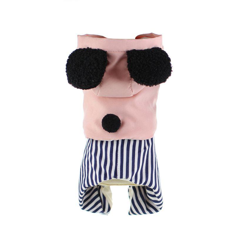 

Dog Apparel Pets Hooded Clothes With Cute Black Ear Thickening Warm Coat Dogs Winter Jumpsuit Short Plush Costume