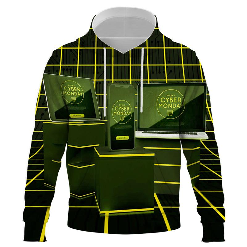 

men's hoodies & sweatshirts 2021 fashion future technology 3d print hoodie harajuku funny hooded streetwear casual pullover men clothin, Black