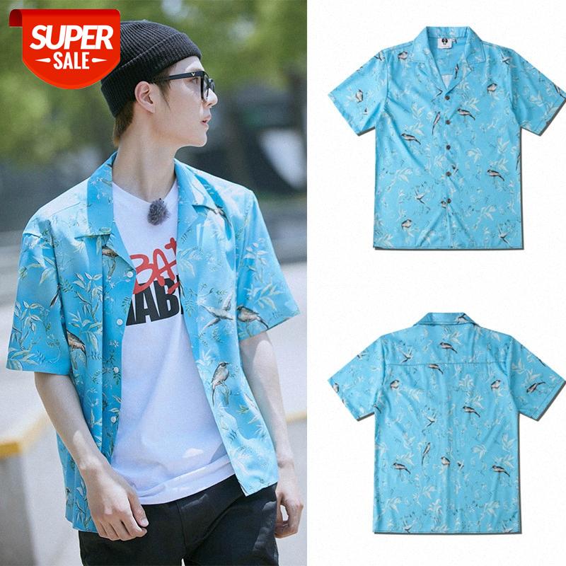 

Wang Yibo with the same clothes Hong Kong style shirt printing oversize loose floral short sleeve men and women #hB2M, White;black