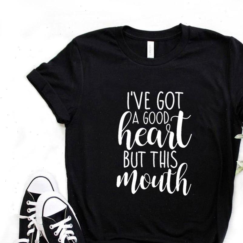 

ive womens t shirts got a good heart but this mouth women tshirt cotton casual funny shirt gift for lady, White