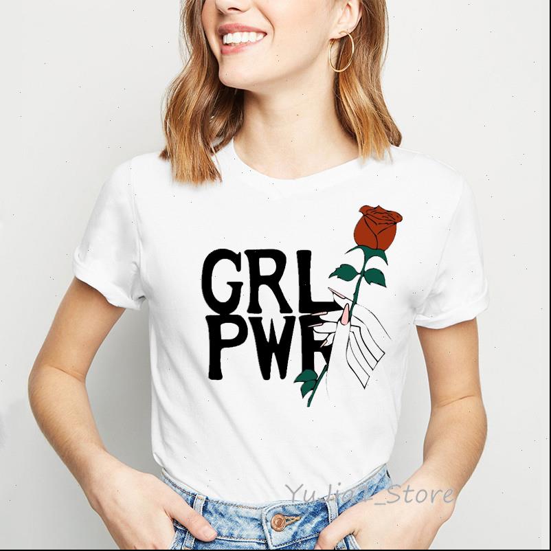 

womens t shirt red rose letter print graphic tees women clothes vogue funny camiseta mujer harajuku female, White