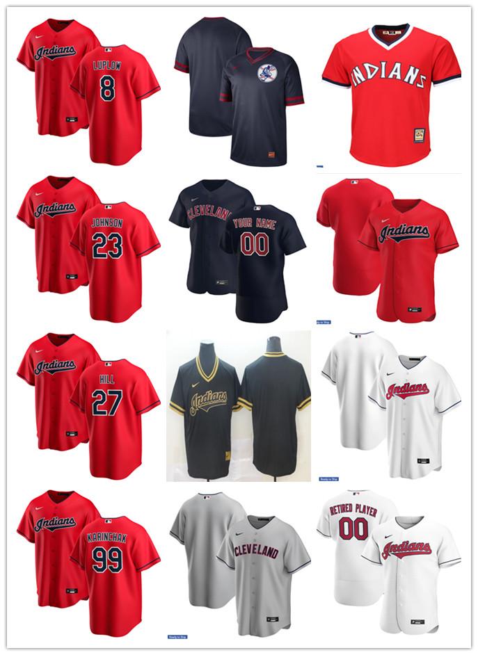 

Men Women Youth Cleveland Indians 27 Cam Hill 23 Daniel Johnson 99 James Karinchak 8 Luplow Custom Baseball Jersey Blank red whi, Blue;black