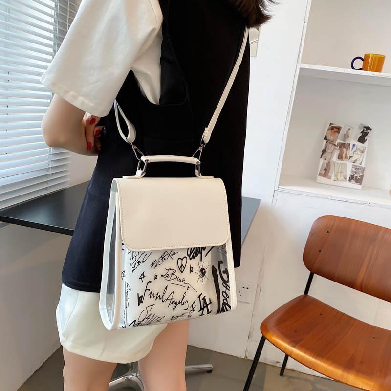 

Evening Bags 2021 Transparent Shoulder Bag Women's Fashion PU Purses And Handbags Luxury Designer Clear Satchel Handbag, Black