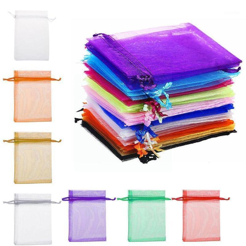 

Gift Wrap 100pcs Drawstring Organza Bags Jewelry Packaging Wedding Wholesale Candy Pouches Gifts N8p5