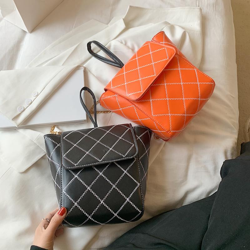 

Evening Bags Girls Brief Women's Casual Messenger Fashion Women Chain PU Shoulder Lattice Pattern Crossbody Handbags Flap Purse