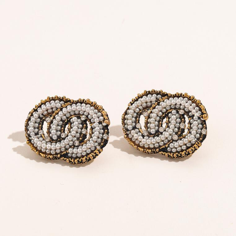 

19 Styles High Quality Stainless Steel Charm Stud Earrings Fashion Brand Design Letter Earring Luxury Women Inlay Crystal Rhinestone Dangle Womens Jewelry Eardrop