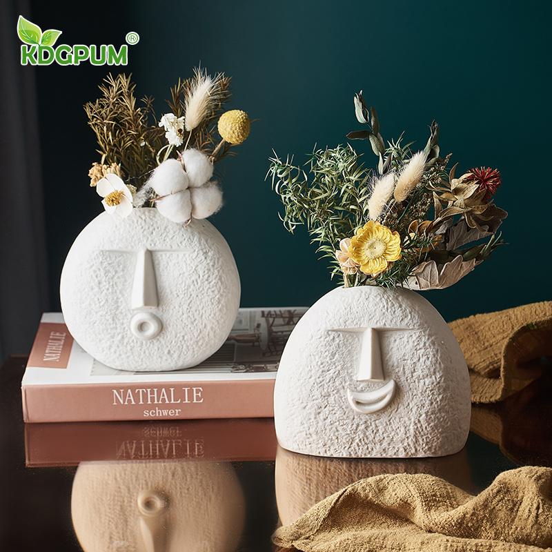 

Modern Handmade Ceramic Vase Nordic Simple Dried Flower Face Arrangement Desktop Home Decoration Ornaments Vases