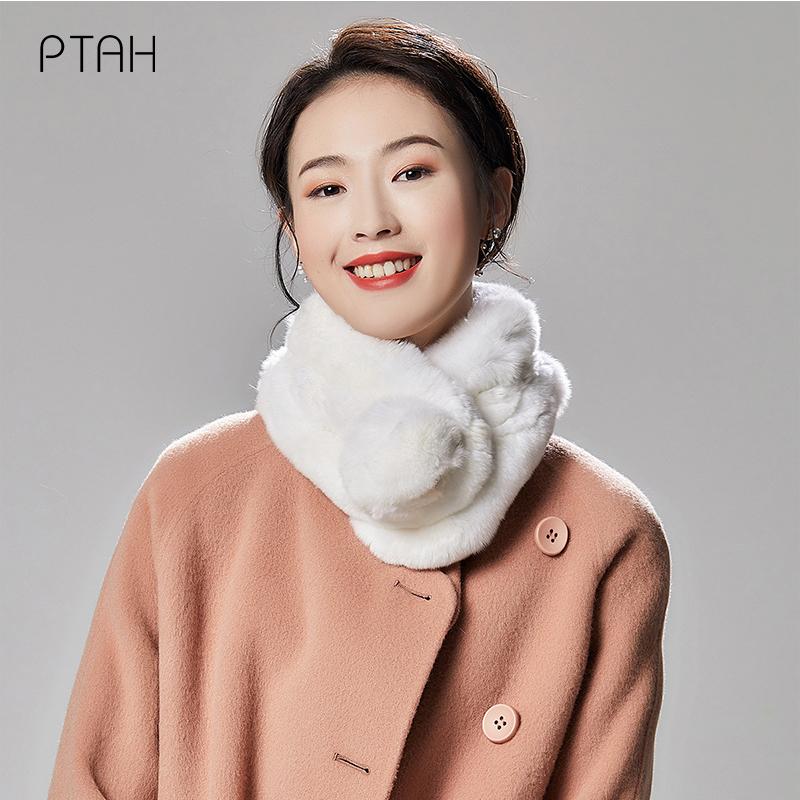 

Scarves [PTAH] Real Fur Scarf Women Keep Warm 2022 Winter Natural Ring Otter Hair Neckerchief