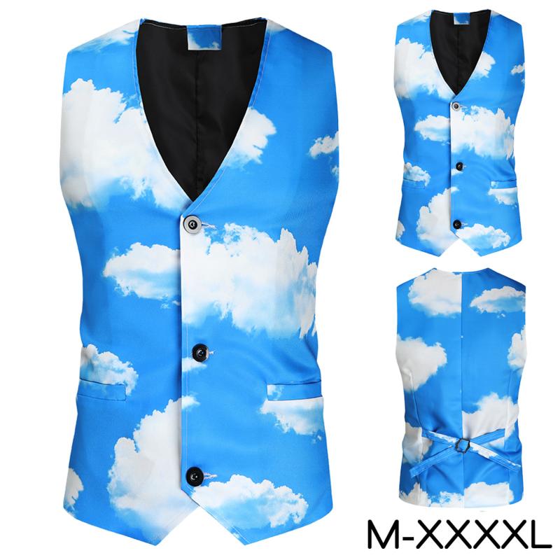 

Men' Tank Tops Fashion Casual Buckle Printed Single-breasted Suit Vests Soft Work Formal Vest Warm Sleeveless, White;black