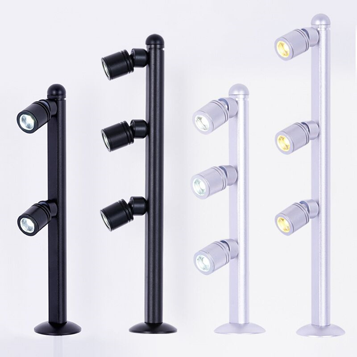 

Spotlight led mini pole mounted 110/220v silver and black 3*1w jewelry lamps, for jewelrys showcase Shop counter light S10210