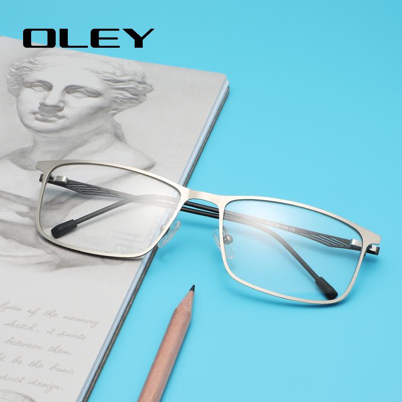 

Fashion Sunglasses Frames OLEY Alloy Prescription Glasses Frame Men Square Myopia Eyeglasses 2021 Male Metal Full Optical Screwless Eyewear