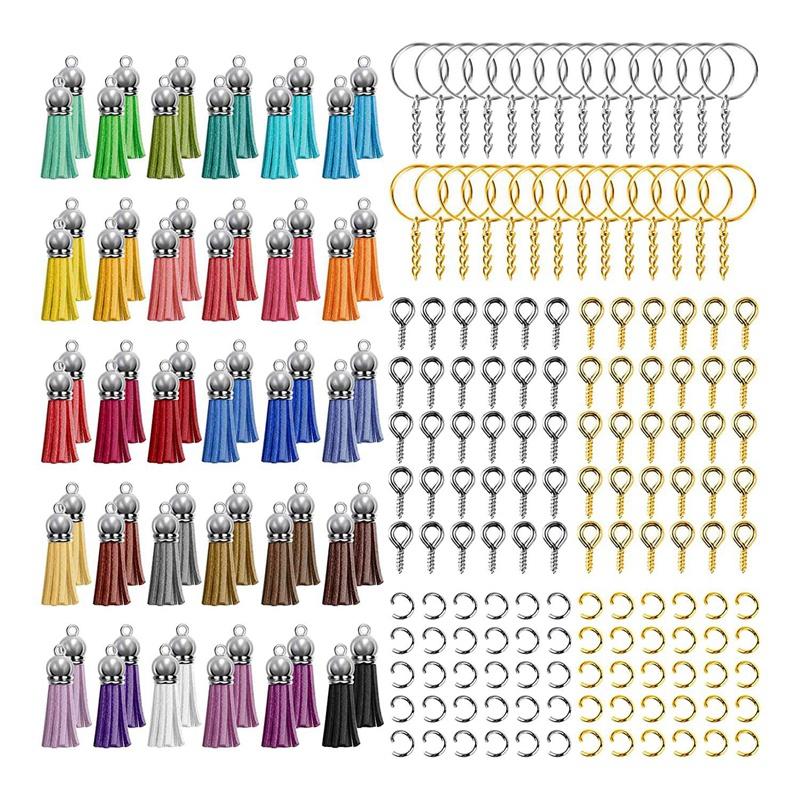 

Keychains 240Pcs Keychain Rings For Craft With Tassels,Extender Chain,Jump And Eye Pins,for Making Supplies