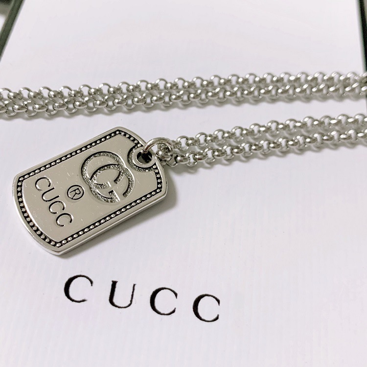 

Fashion double G letters tags lovers necklace and gold material, Silver