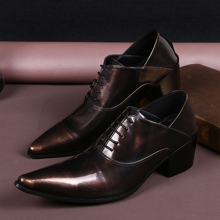 

shoes Dress high-heeled Shoes British with toe tips brown leather from men lace to oxford for classic hard office D4V1, 1# shoe box