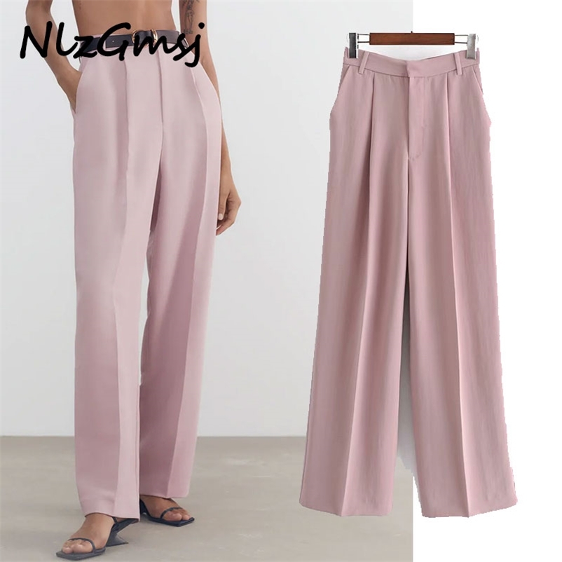 

Pant Fashion With Pockets Straight Neutral Woman Trouser Vintage High Waist Zipper Female Suit Trousers 03 210628, As picture