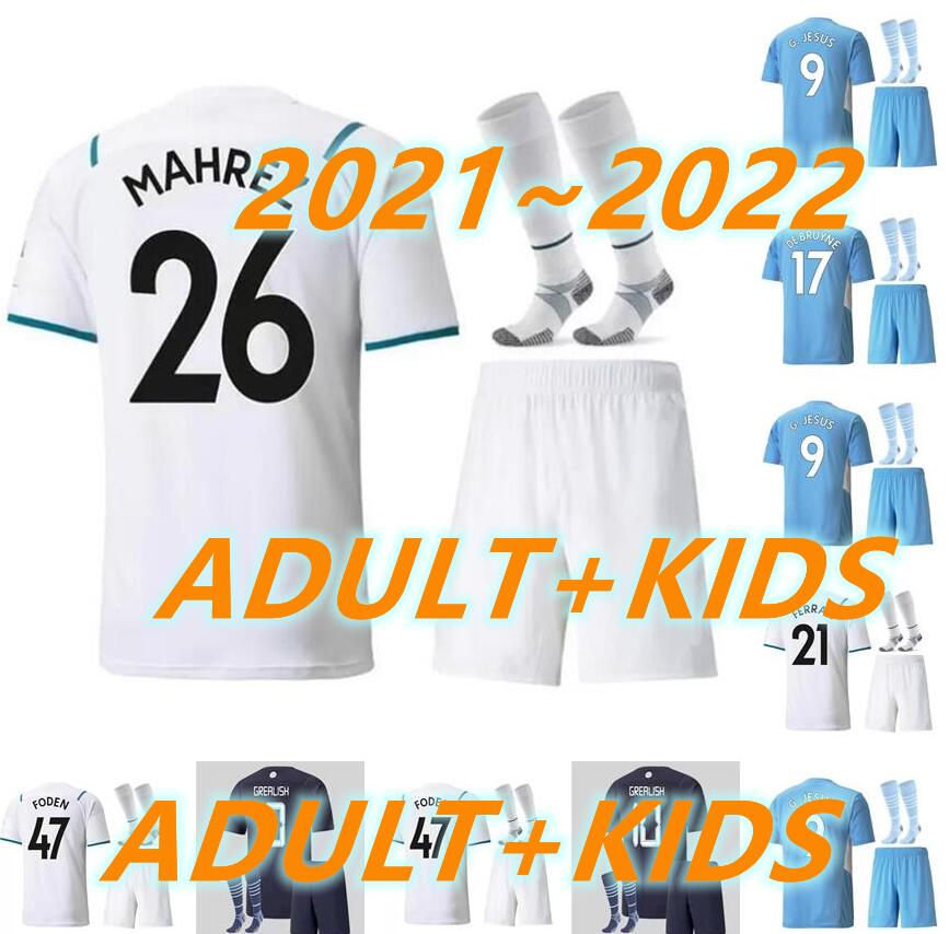 

men kids kit 2021 GREALISH FODEN FERRAN soccer jerseys 21 22 BERNARDO G. JESUS STERLING DE BRUYNE MAHREZ RÚBEN MENDY 3rd football shirts