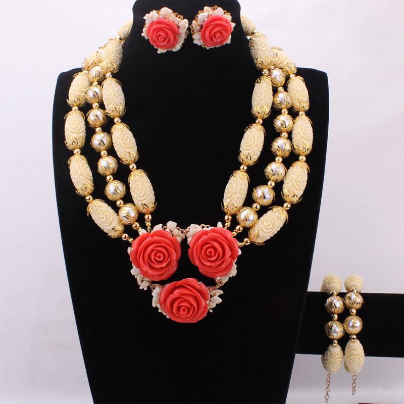 

Earrings & Necklace Dudo Costume Jewelry Sets For African Party Nigeria Wedding Set Coral Flowers Nigerian, As pic