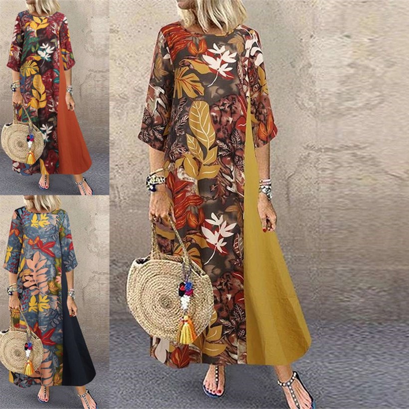 

New Spring Women Muslim Dress Kaftan Maxi Long Vestidos Islamic Eid Mubarak Abaya Sundress Robe Plus Size Boho Moroccan Kaftan