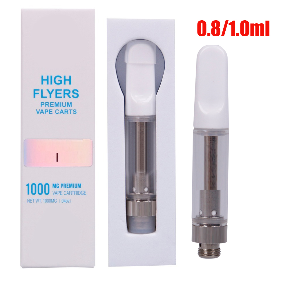 

Thick Oil Carts Vape Atomizer Cartridges 0.8ML 1ML Empty Ceramic Coil Cart Vaporizers Tank Packaging for 510 Thread Battery Pen Vs Cookies Runtz