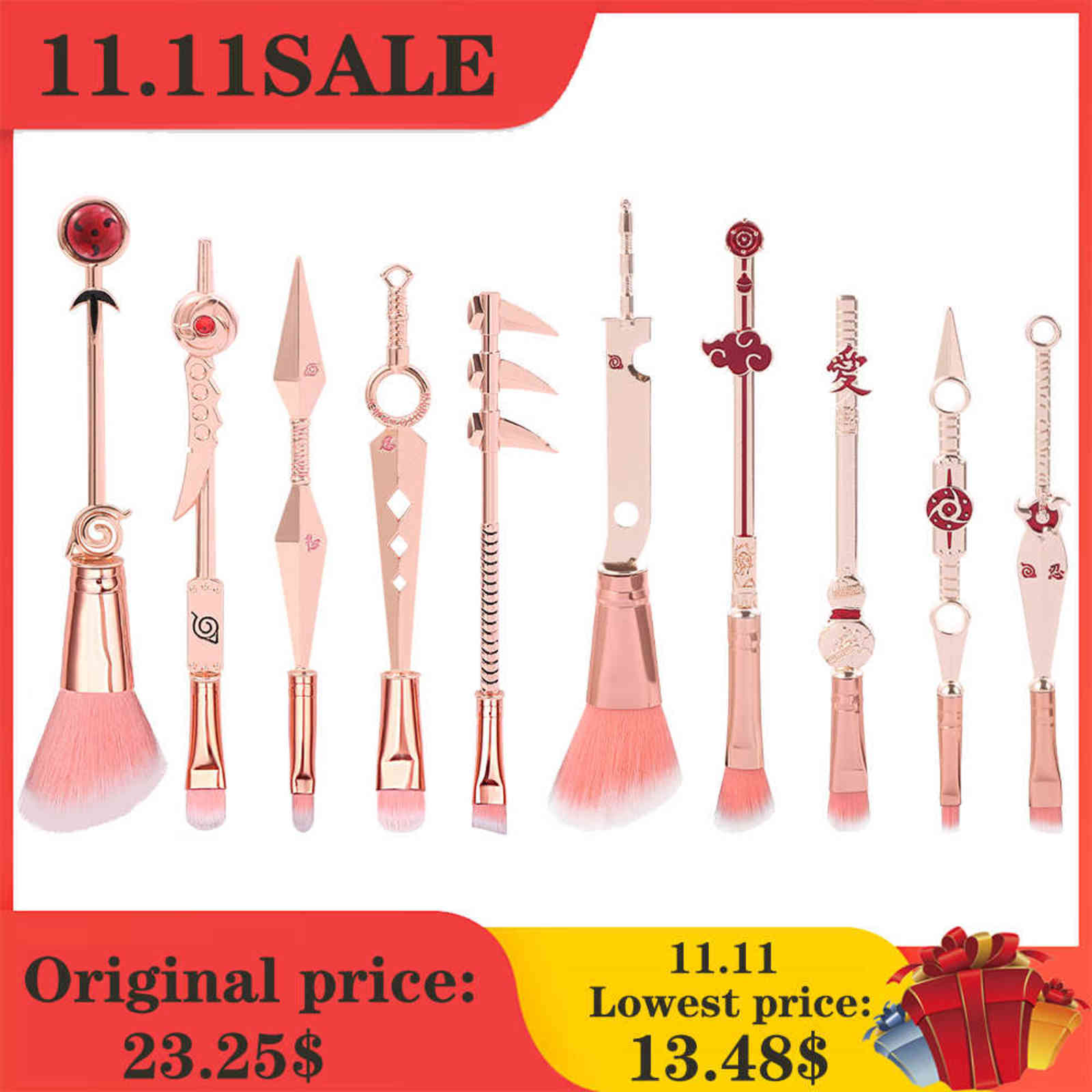 

10pcs Anime Makeup Brushes Set Cosmetic Powder Eyeshadow Eyebrow Lip Make Up Tools Sharingan Akatsukic For Fans Brush Maquiagem