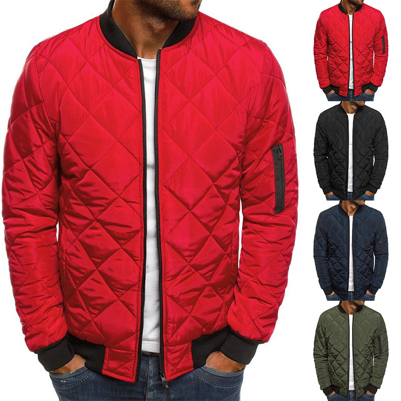 

Designers Winter Warm Outwear 1pcs Male Jacket Fashion Padded Solid Color Stand Neck Puffer Bomber Classic Casual Men Coat Zip U, Black
