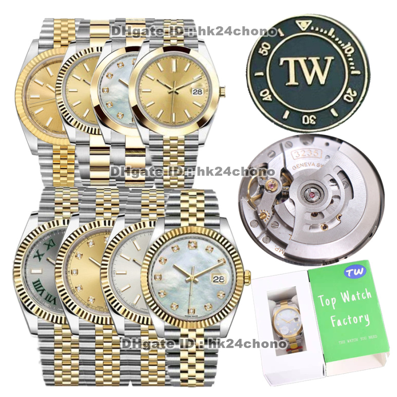 

8 Styles Luxury Watches TW Datejust 41mm 904L Stainless Steel Cal.3235 Automatic Mens Watch Sapphire Champagne Dial 18K Gold Two-tone Bracelet Gents Wristwatches, Original box 1