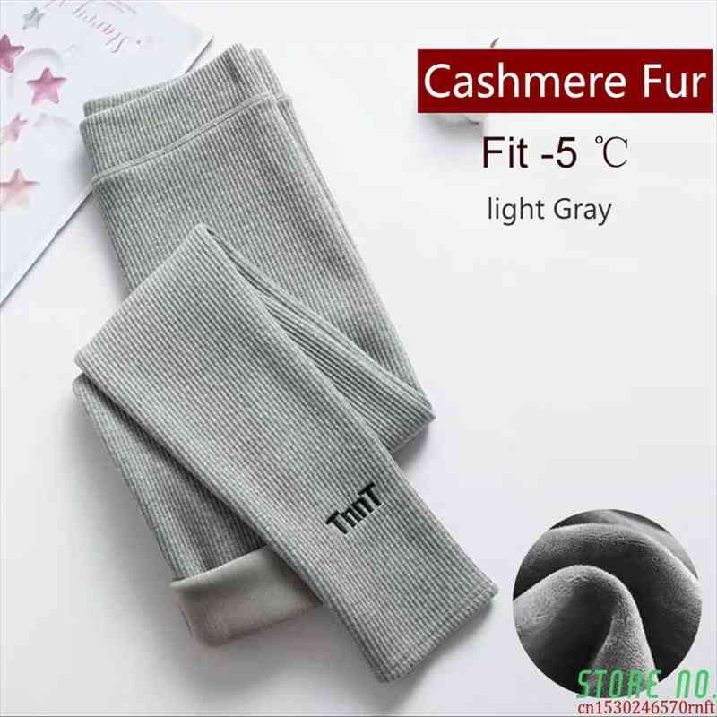 

winter keep warm women leggings high waist fur pants ankle-length large size 2xl velvet female, Black
