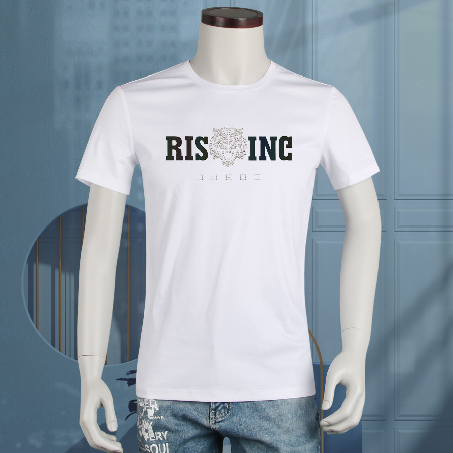 

2021 summer short sleeve men's T-shirt mercerized cotton ice fashion brand t-shirt half top, White