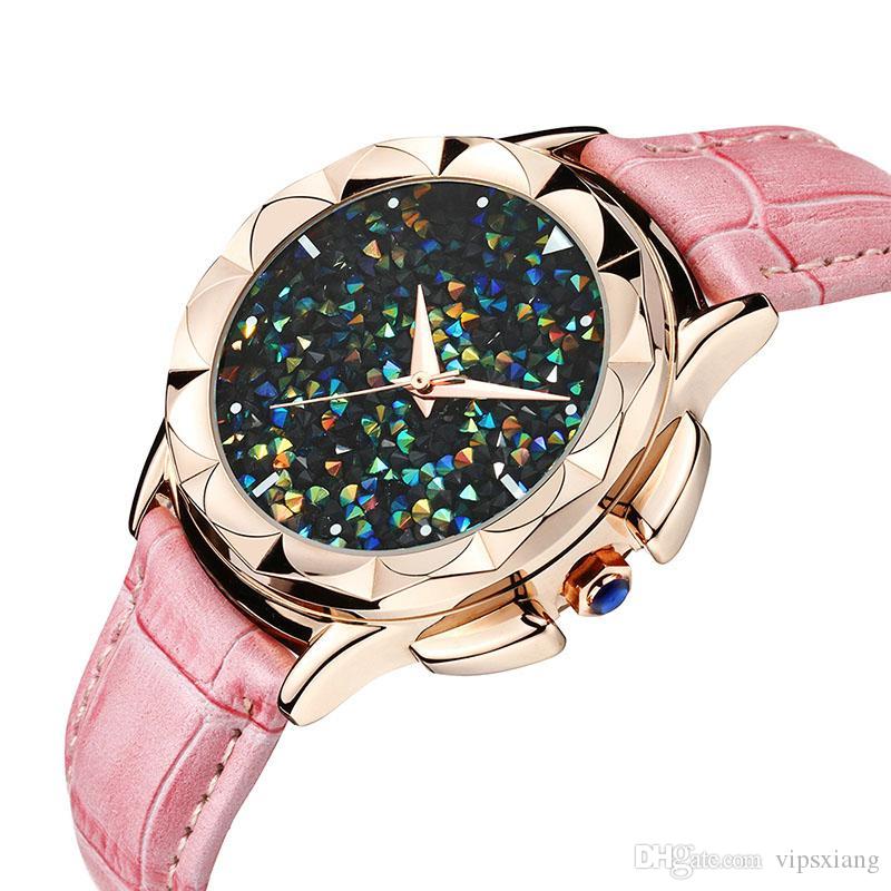 

Woman watch gift waterproof Dazzling dial Luxury Fashion Quartz clothing Watches girl Dress Student clock wristwatch, Pink
