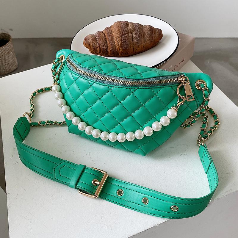 

Waist Bags DORANMI Diamond Lattice For Women 2021 Pearl Strap Pack Female Crossbody Chest Bag Fanny Packs Solid SB353