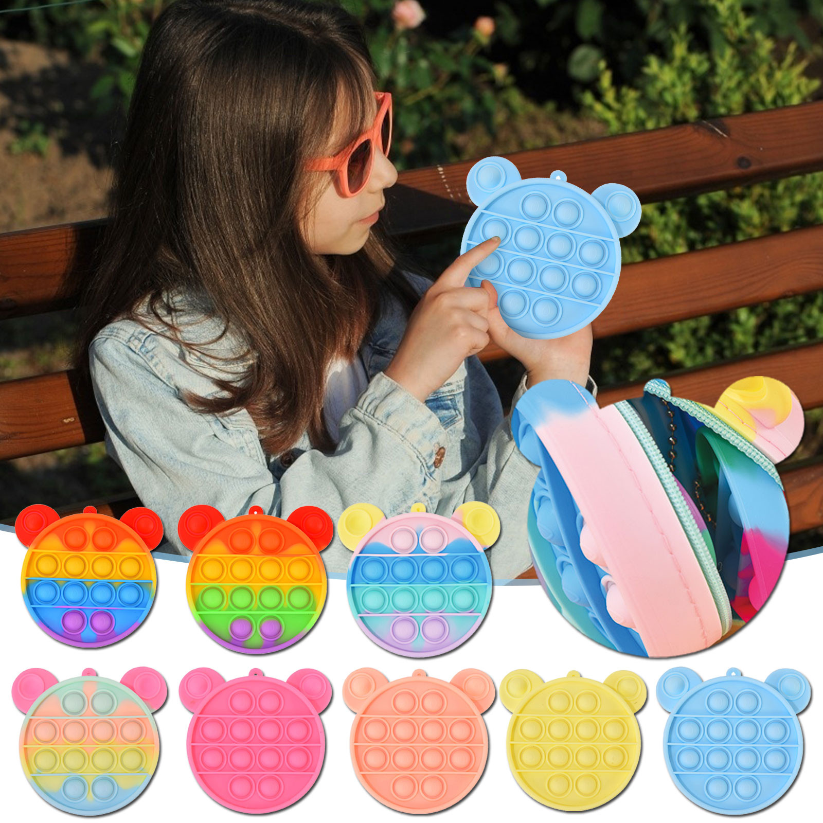 

Cute Bag popet Fidget Toys Reliver Stress Toy Rainbow Push Bubble Simpl Dimmer Antistress Toy Children Sensory Game Toy Backpack
