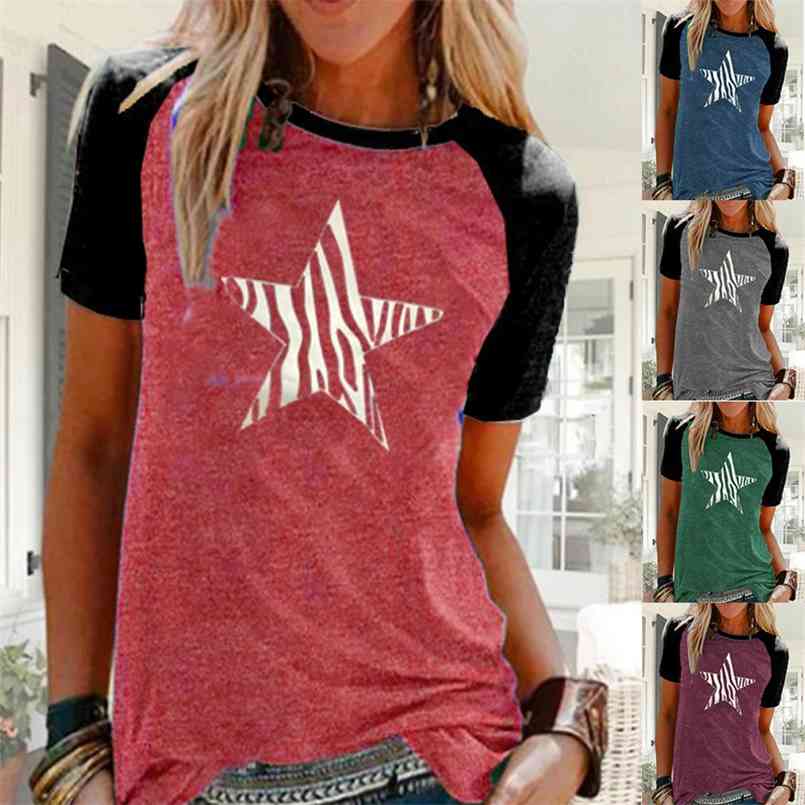 

Cotton T Shirt op' Printed Short Sleeved Loose  Summer ops 210708, Blue