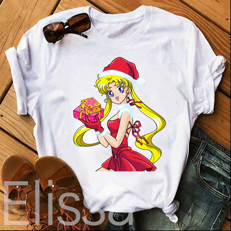 

christmas Womens Tops Sailor Moon printing T shirt female harajuku printed white vogue clothes Funny reno navidad Graphics
