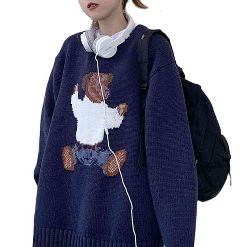 

women's sweaters suÃ©ter vintage de senho animado para meninas, pulÃ´ver malha gran, quente e gran o inverno, roupas femininas 09pe, White;black