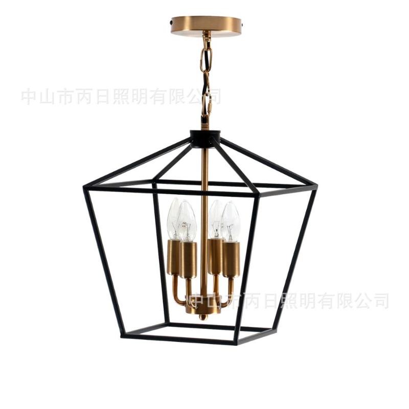 

American Country Dining Room Bedroom Staircase Creative Modern Black Retro Iron Birdcage Living Chandelier Lamps Pendant