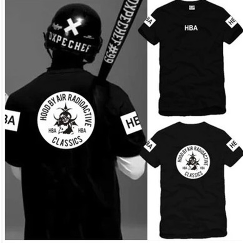 

Fashion Men HBA summer tshirts new style men's clothing tees Circle PRINTED LETTERS GD style Tops, White;black