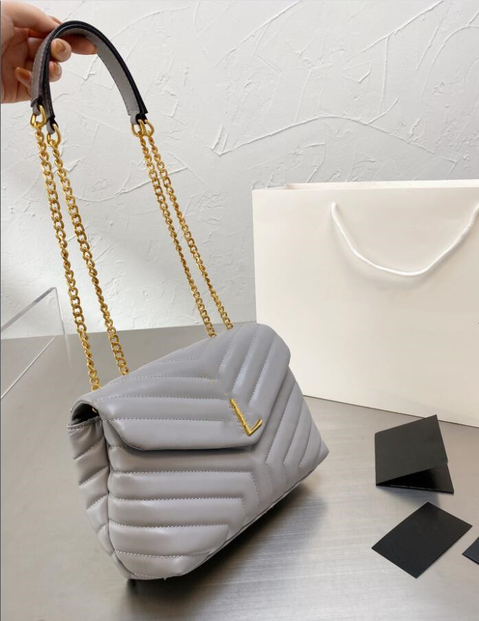 

Designer handbags square fat LOULOU chain bag real leather women's bag large-capacity shoulder bags high quality quilted messenger bag