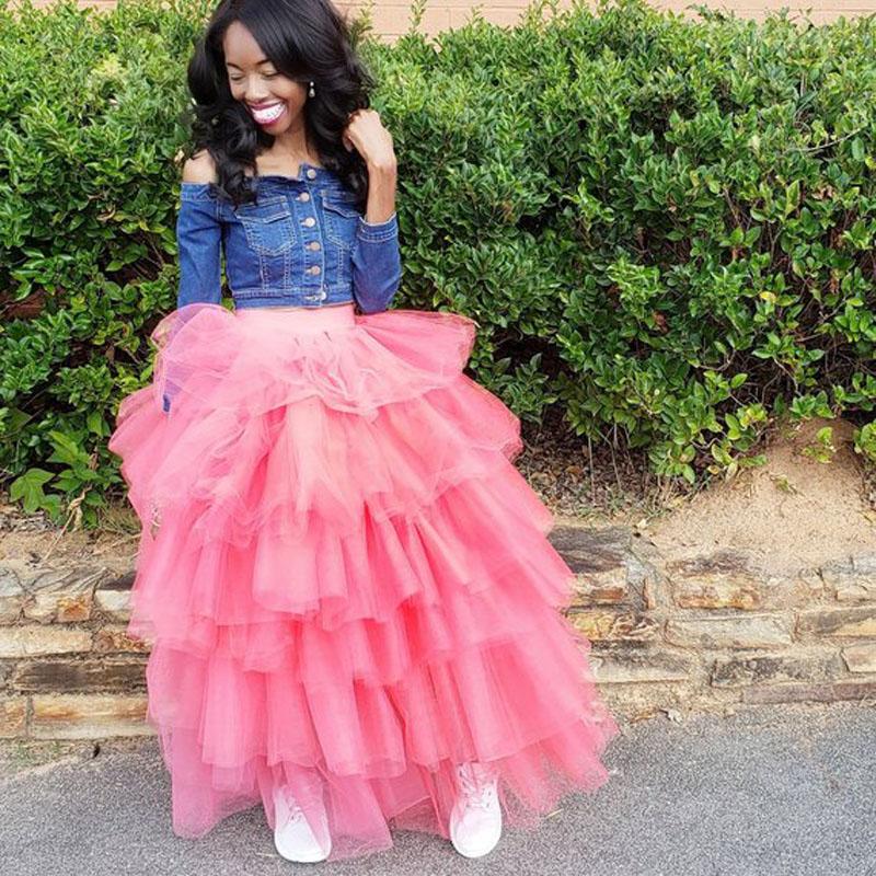 

Skirts Sweety Pink Tutu Tulle 2021 Coming Tiered Ruffle Mesh Prom Custom Made Formal Party, Beige