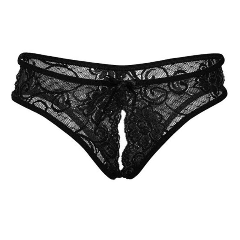 

Women' Panties Sexy Erotic Women Open Crotch Lace Free Take-off Can Be Inserted Into Passion Tease Temptation, Black