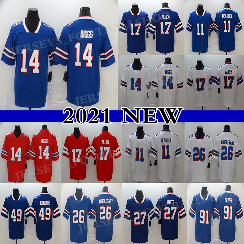 

14 Stefon Diggs 17 Josh Allen football jerseys 11 Cole Beasley BuffaloBillsDevin Singletary 27 White Men' Stitched Limited Jersey, Blue